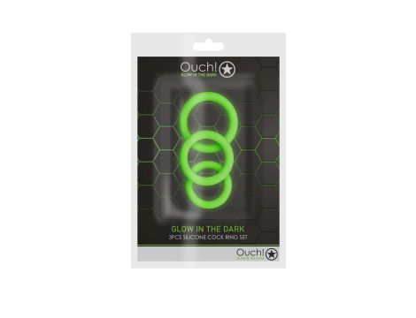 3 pcs Cock Ring Set - Glow in the Dark - Neon Green