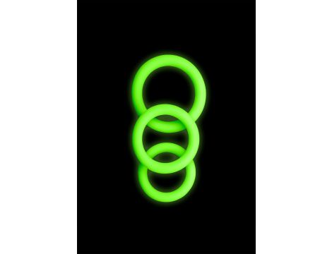 3 pcs Cock Ring Set - Glow in the Dark - Neon Green - 3