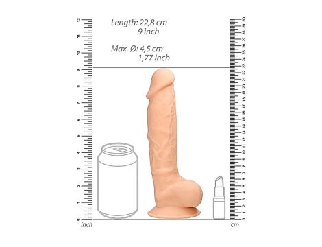 Silicone Dildo With Balls - 22,8 cm - Flesh - 8