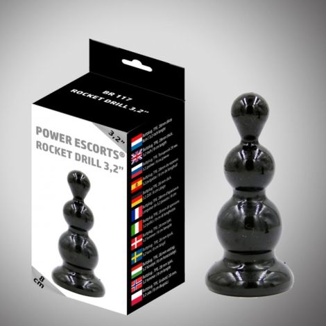 Rocket drill 3,2 inch black  anal plug 3,2 inch / 8 cm - 3