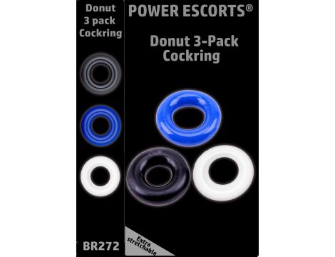 Ring-Donut Cockring 3 Pack-3 colors blue/clear/black - 4