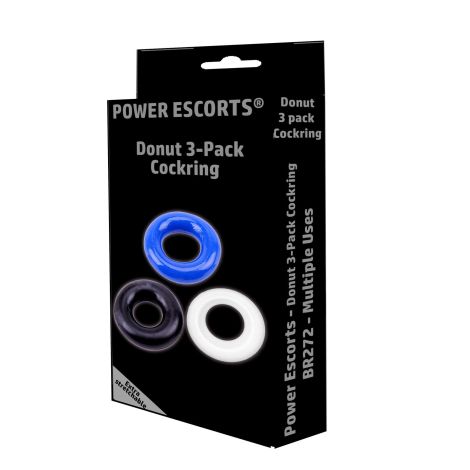 Ring-Donut Cockring 3 Pack-3 colors blue/clear/black