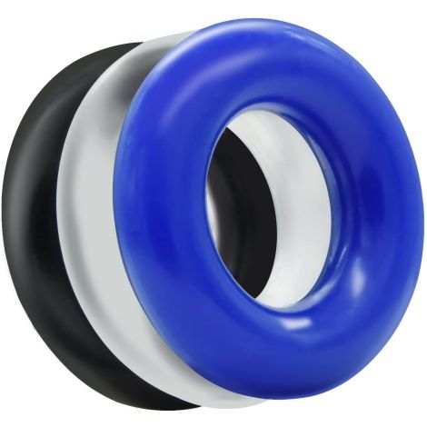 Ring-Donut Cockring 3 Pack-3 colors blue/clear/black - 2