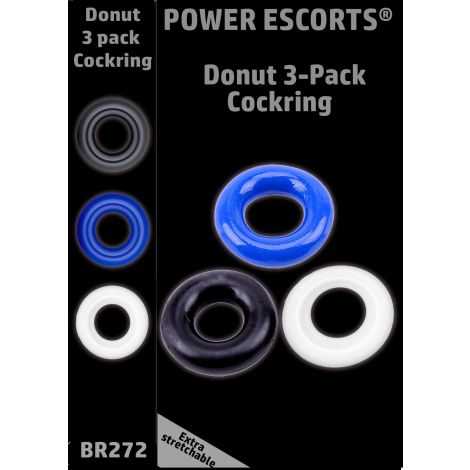 Ring-Donut Cockring 3 Pack-3 colors blue/clear/black - 4