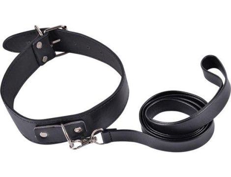 Kinky collar black  collar with leash  adjustable