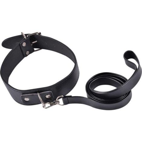 Kinky collar black  collar with leash  adjustable