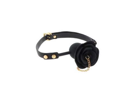 Rose Ball Gag with Plug Black - 3