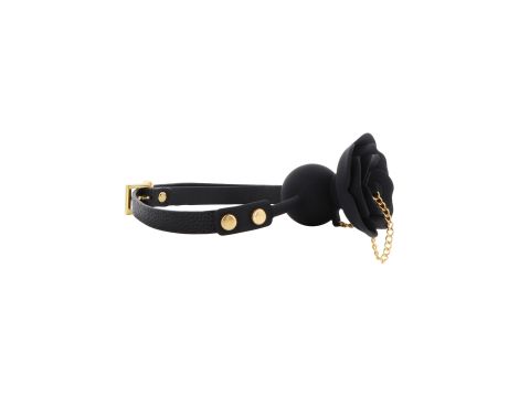 Rose Ball Gag with Plug Black - 5