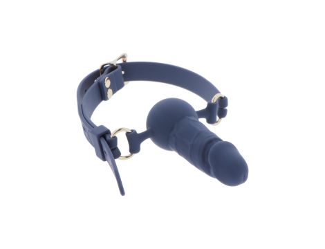 Silicone Penis Ball Gag Blue - 3