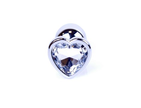 Plug-Jewellery Silver  Heart PLUG- Clear