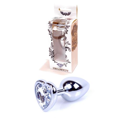 Plug-Jewellery Silver  Heart PLUG- Clear - 8