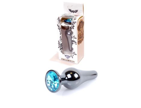 Plug-Jewellery Dark Silver BUTT PLUG- Light Blue - 9