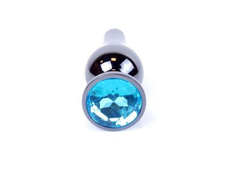 Plug-Jewellery Dark Silver BUTT PLUG- Light Blue