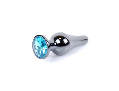 Plug-Jewellery Dark Silver BUTT PLUG- Light Blue - 7