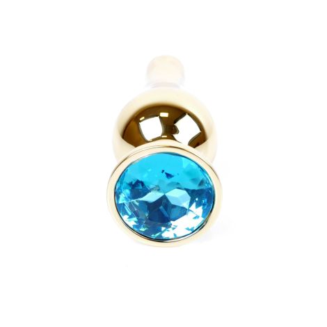 Plug-Jewellery Gold BUTT PLUG- Light Blue