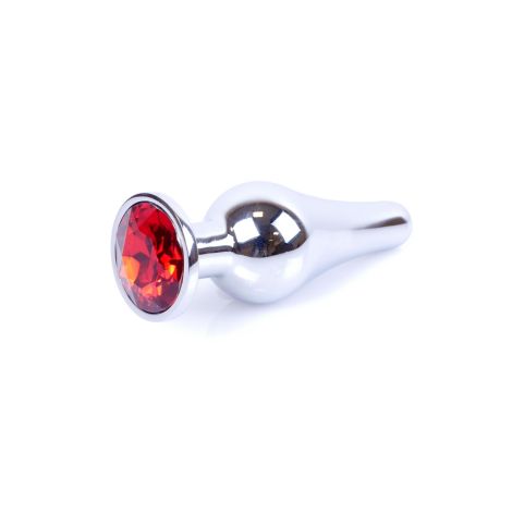 Plug-Jewellery Silver BUTT PLUG- Red - 7