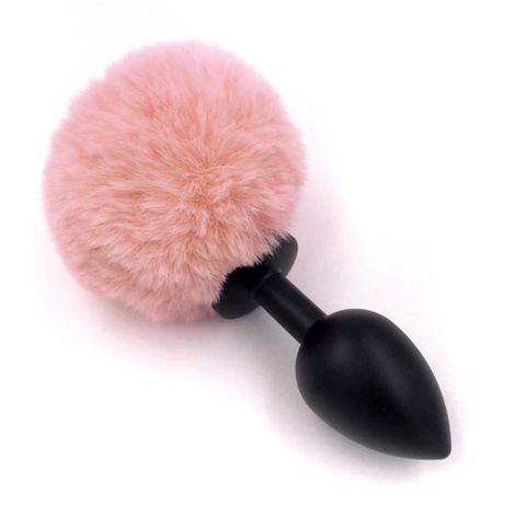 Plug-Jewellery Silicon PLUG - Bunny Tail - Black-Peach - 2