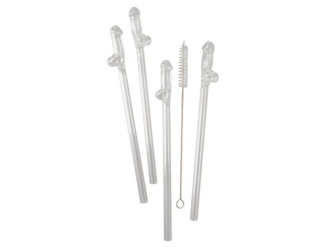 Glass Drinking Straw Willy x 4 - 2