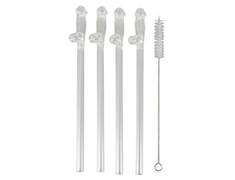 Glass Drinking Straw Willy x 4 - 3