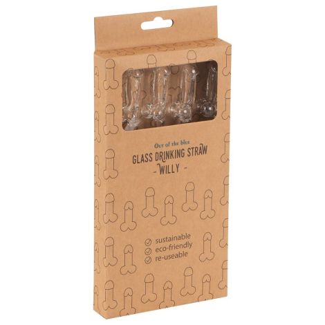 Glass Drinking Straw Willy x 4