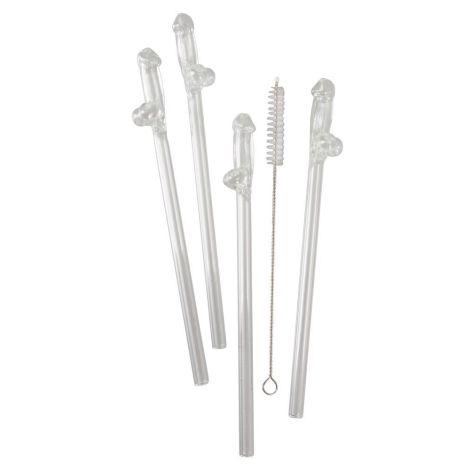 Glass Drinking Straw Willy x 4 - 2