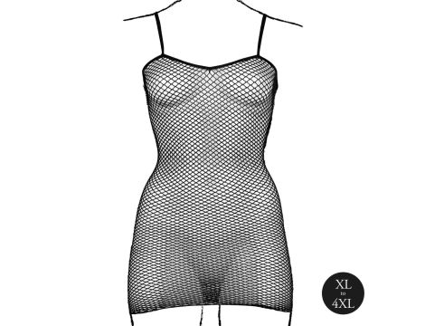 Short dress with fishnet structure and spaghetti straps - 9