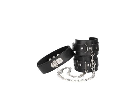 Bonded Leather Collar With Hand Cuffs - 2