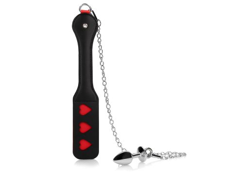 Hearts Paddle with Metal Anal Plug - 4