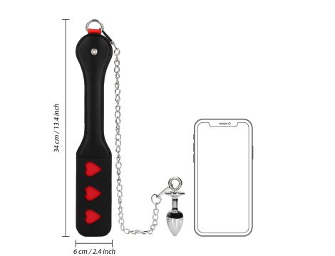 Hearts Paddle with Metal Anal Plug - 11