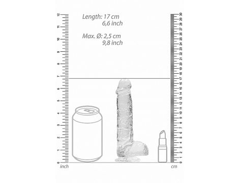 6"" / 15 cm Realistic Dildo With Balls - Transparent - 3