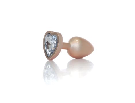 Plug-Jewellery Pearl Gold Heart PLUG- Clear S