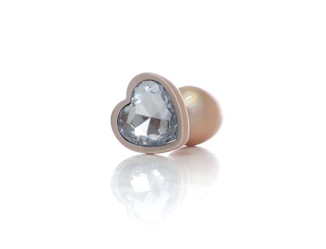 Plug-Jewellery Pearl Gold Heart PLUG- Clear S - 4