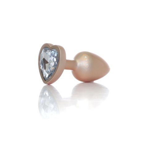 Plug-Jewellery Pearl Gold Heart PLUG- Clear S