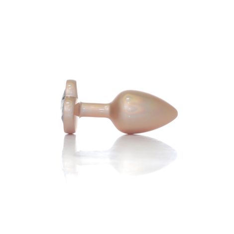 Plug-Jewellery Pearl Gold Heart PLUG- Clear S - 2