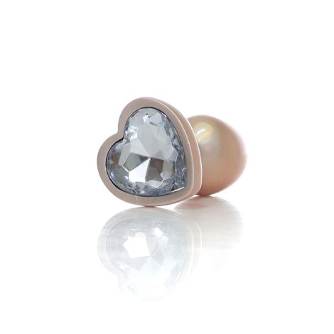 Plug-Jewellery Pearl Gold Heart PLUG- Clear S - 4