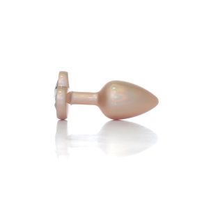 Plug-Jewellery Pearl Gold Heart PLUG- Clear S - image 2