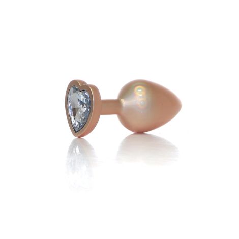 Plug-Jewellery Pearl Gold Heart PLUG- Clear M