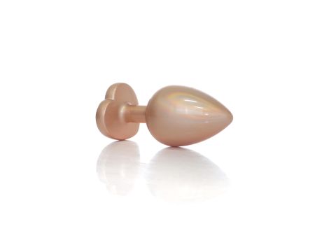 Plug-Jewellery Pearl Gold Heart PLUG- Clear L - 3