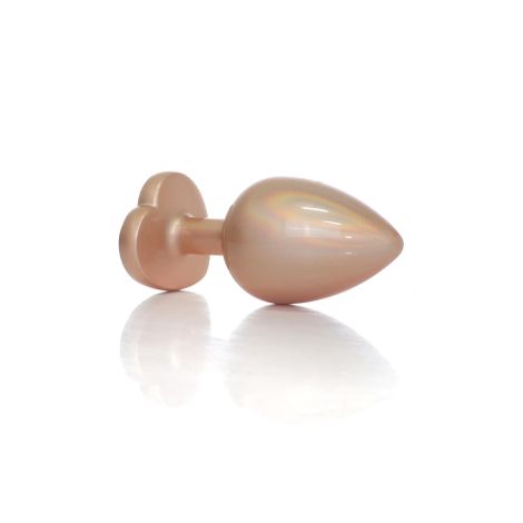 Plug-Jewellery Pearl Gold Heart PLUG- Clear L - 3