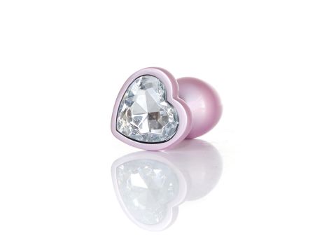 Plug-Jewellery Pearl Pink Heart PLUG- Clear S - 3