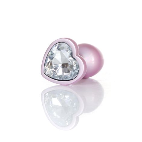 Plug-Jewellery Pearl Pink Heart PLUG- Clear S - 3