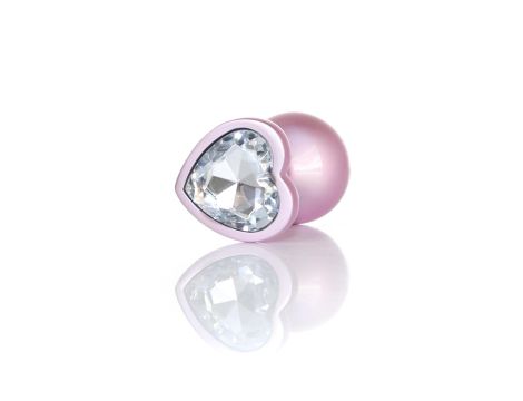 Plug-Jewellery Pearl Pink Heart PLUG- Clear M - 3