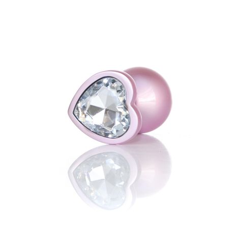 Plug-Jewellery Pearl Pink Heart PLUG- Clear M - 3