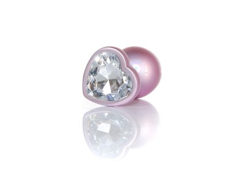 Plug-Jewellery Pearl Pink Heart PLUG- Clear L - 3