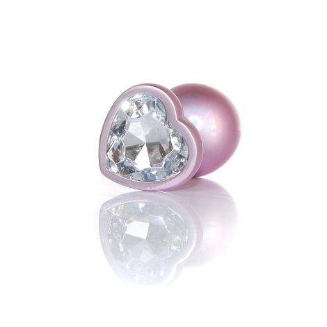 Plug-Jewellery Pearl Pink Heart PLUG- Clear L - 3