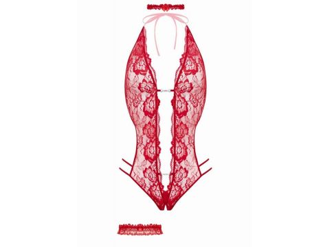 Open crotch Body-Set Renee-Red - 4