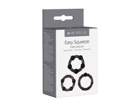 Me You Us Easy Squeeze Cock Ring Set Black