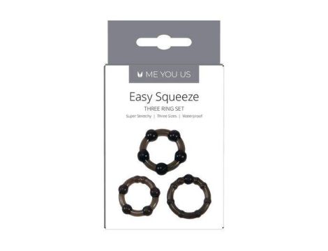 Me You Us Easy Squeeze Cock Ring Set Black - 3