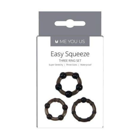 Me You Us Easy Squeeze Cock Ring Set Black - 3