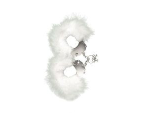 Kajdanki-Śmieszna zabawka-kadanki - Metallic Handcuffs,feather cov.. White - image 2